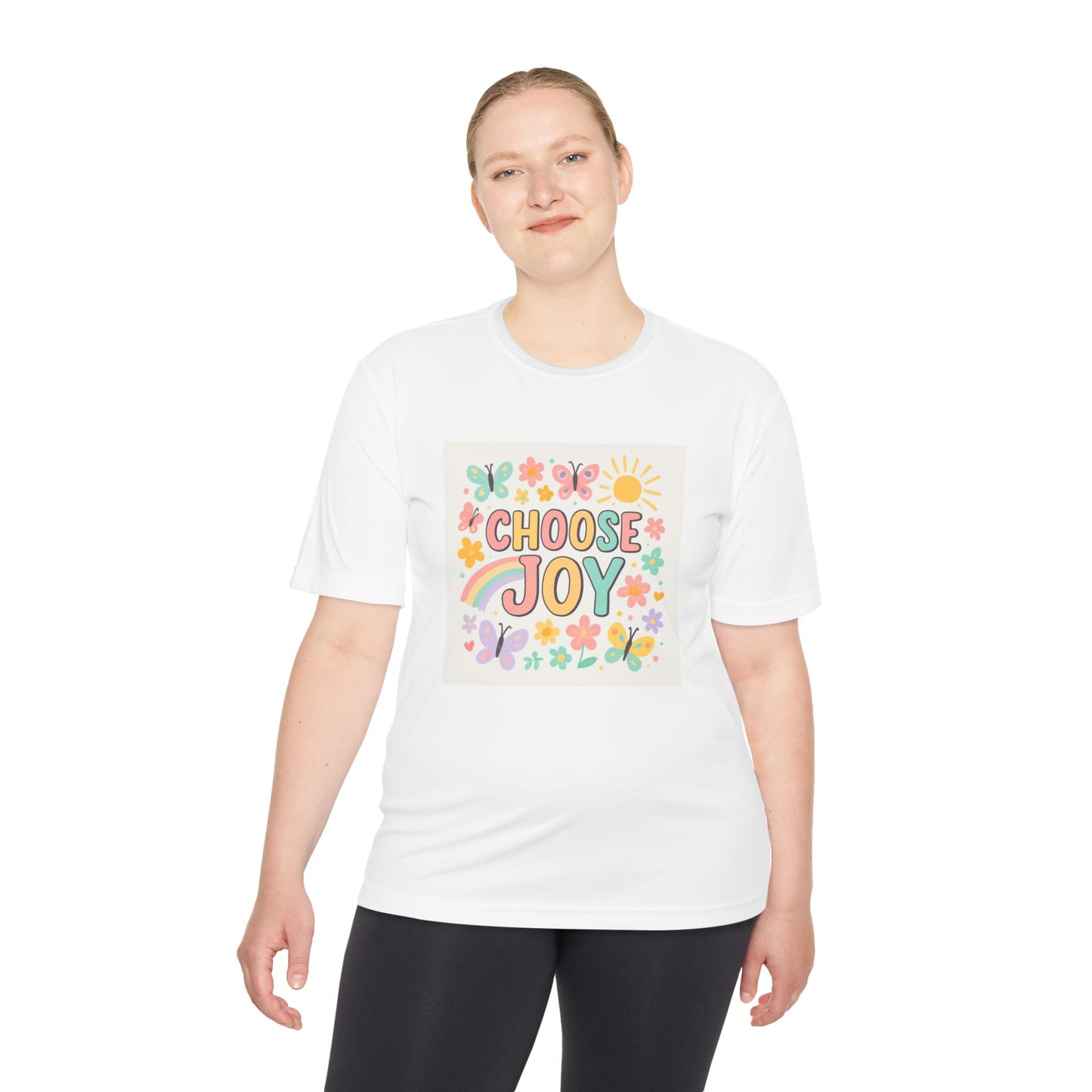 Unisex Joyful Positivity Wicking Tee - Choose Joy & Radiate Positivity Design