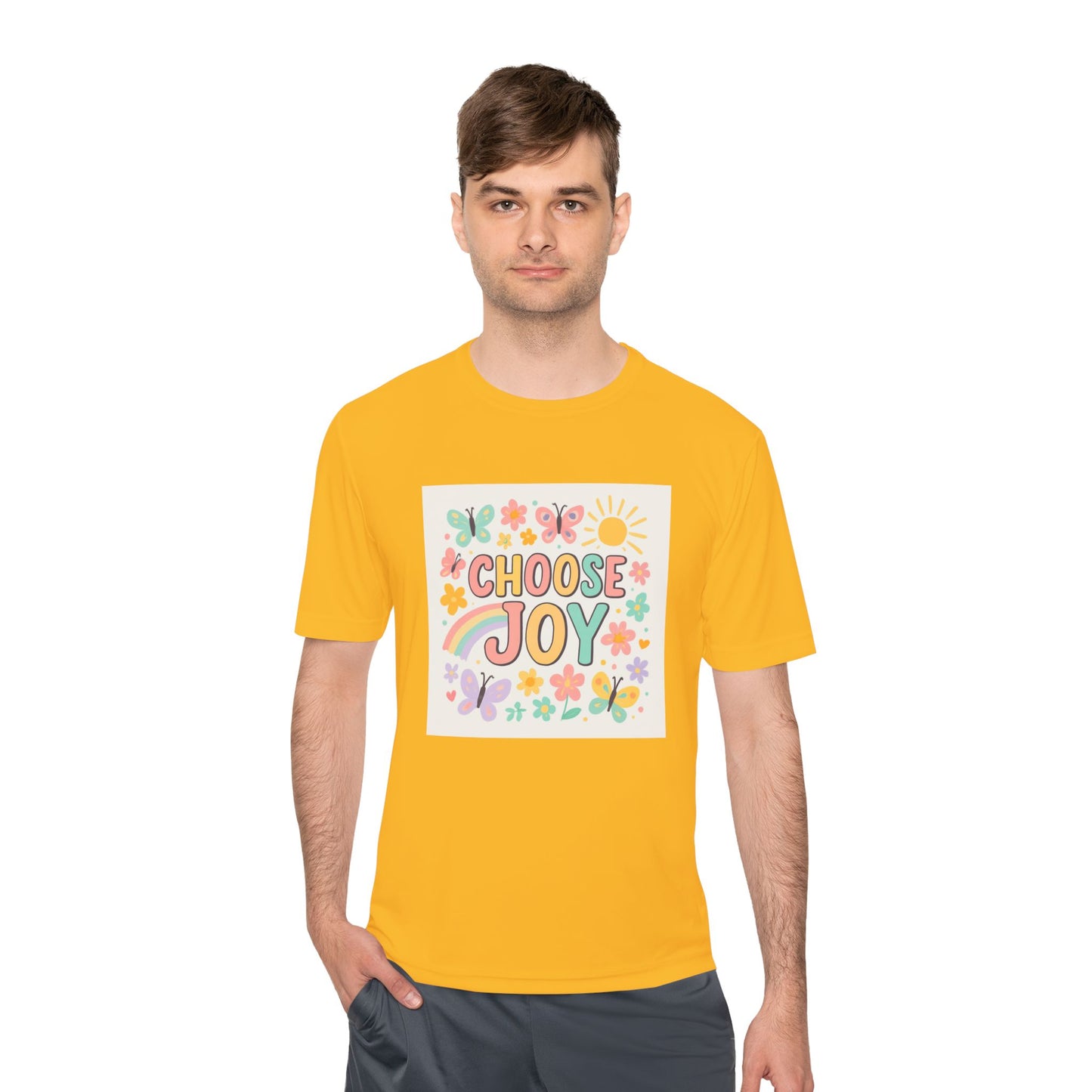 Unisex Joyful Positivity Wicking Tee - Choose Joy & Radiate Positivity Design
