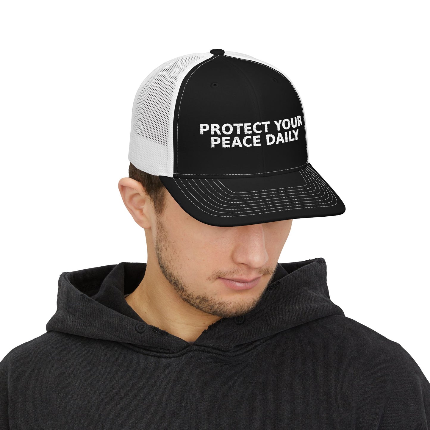 Protect Your Peace Daily Embroidered Trucker Cap