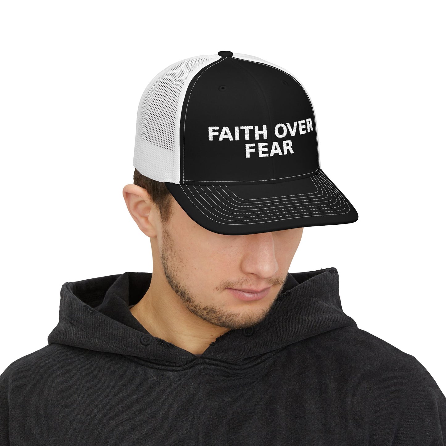 Faith Over Fear Embroidered Trucker Cap