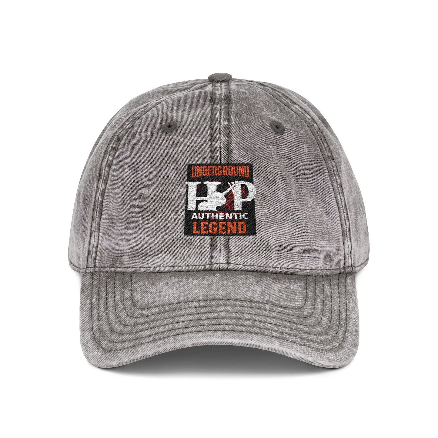 Embroidered Vintage Washed Baseball Cap — Distressed Gray 'XO' Logo