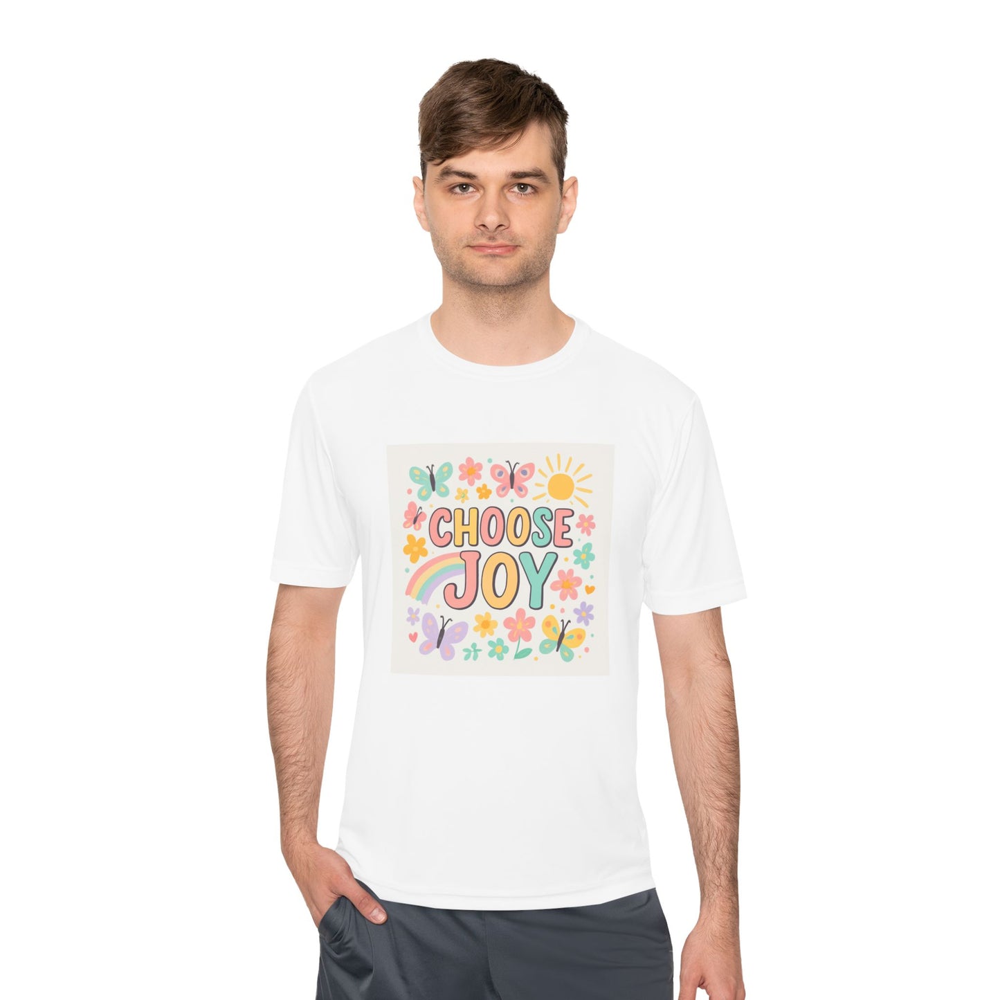 Unisex Joyful Positivity Wicking Tee - Choose Joy & Radiate Positivity Design