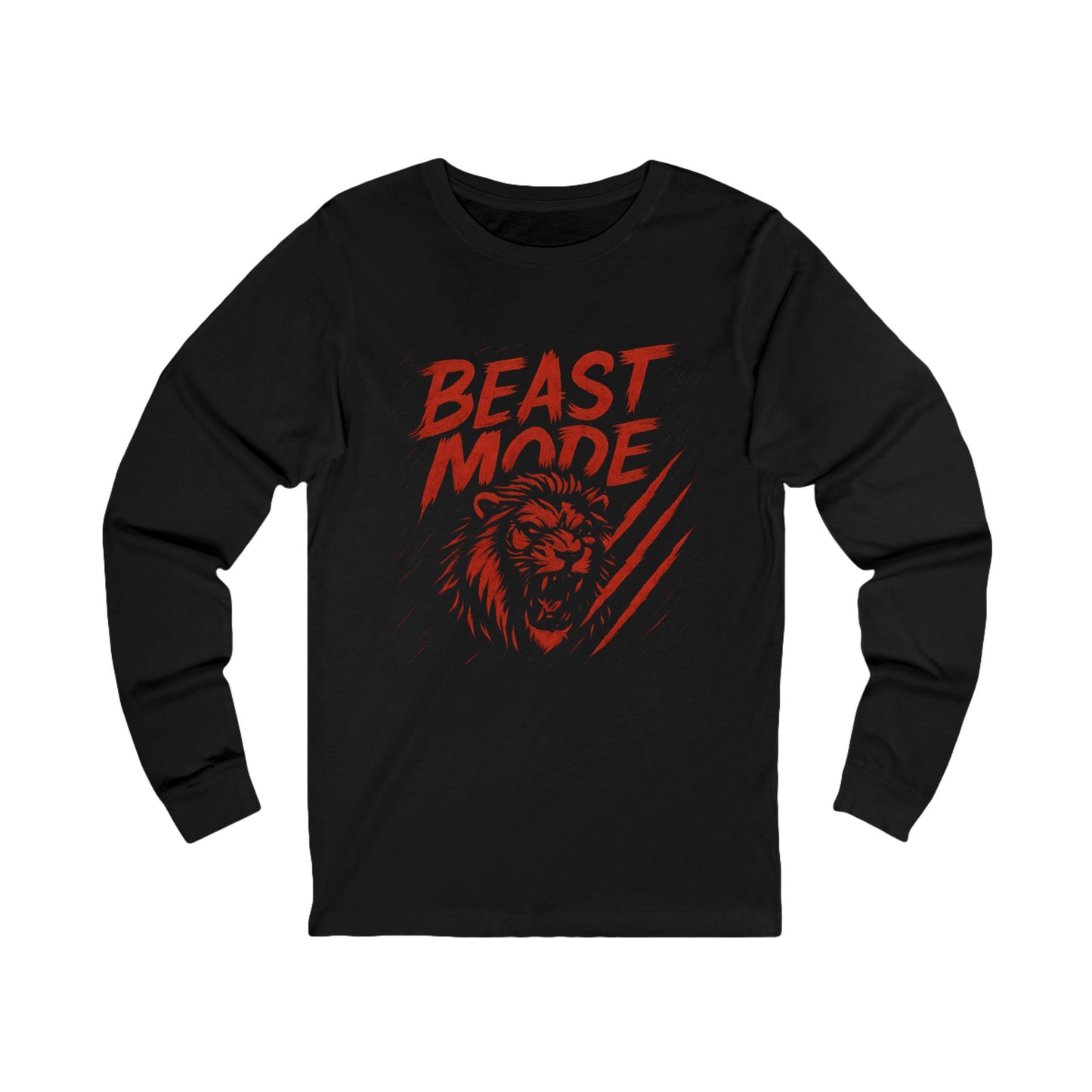 Beast Mode Lion Long Sleeve Tee - Athletic Motivational Shirt