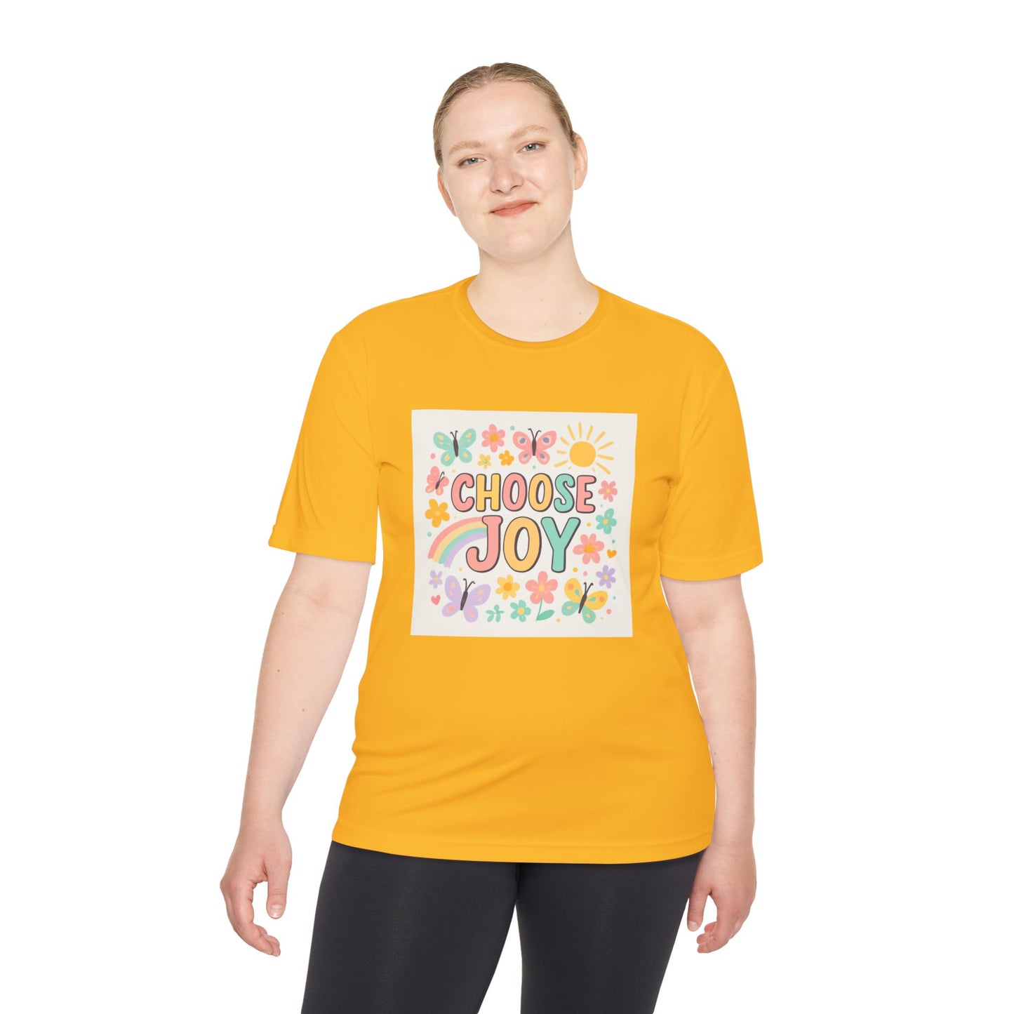 Unisex Joyful Positivity Wicking Tee - Choose Joy & Radiate Positivity Design