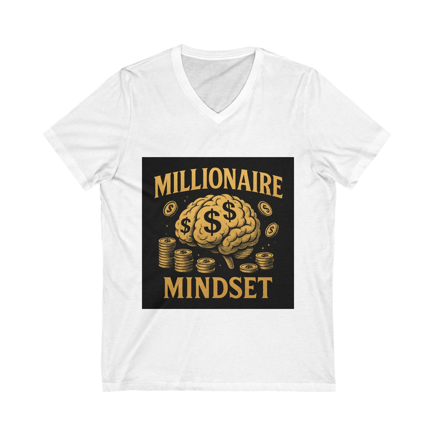 Millionaire Mindset V-Neck Tee, Inspirational Shirt, Motivational Clothing, Success Attire, Gift for Entrepreneurs