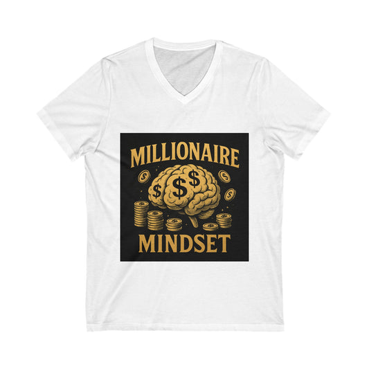 Millionaire Mindset V-Neck Tee, Inspirational Shirt, Motivational Clothing, Success Attire, Gift for Entrepreneurs