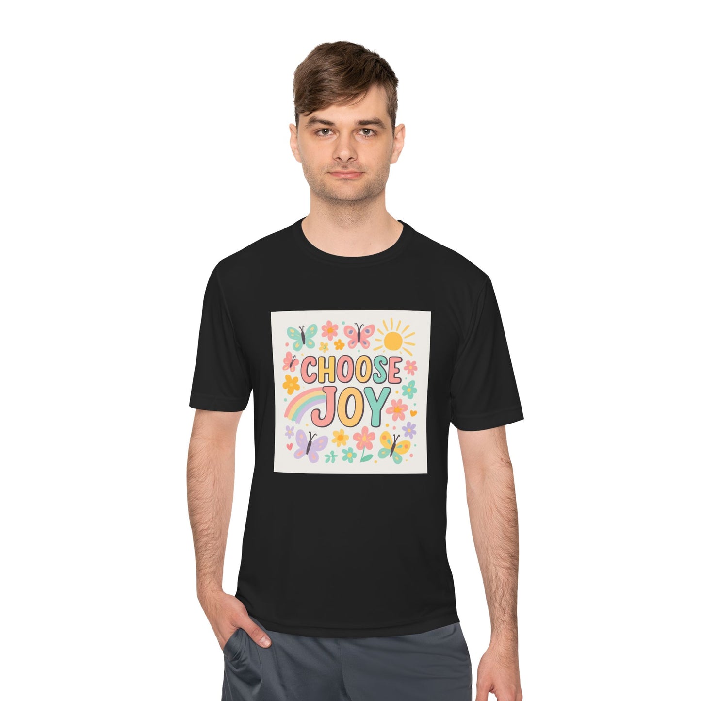 Unisex Joyful Positivity Wicking Tee - Choose Joy & Radiate Positivity Design