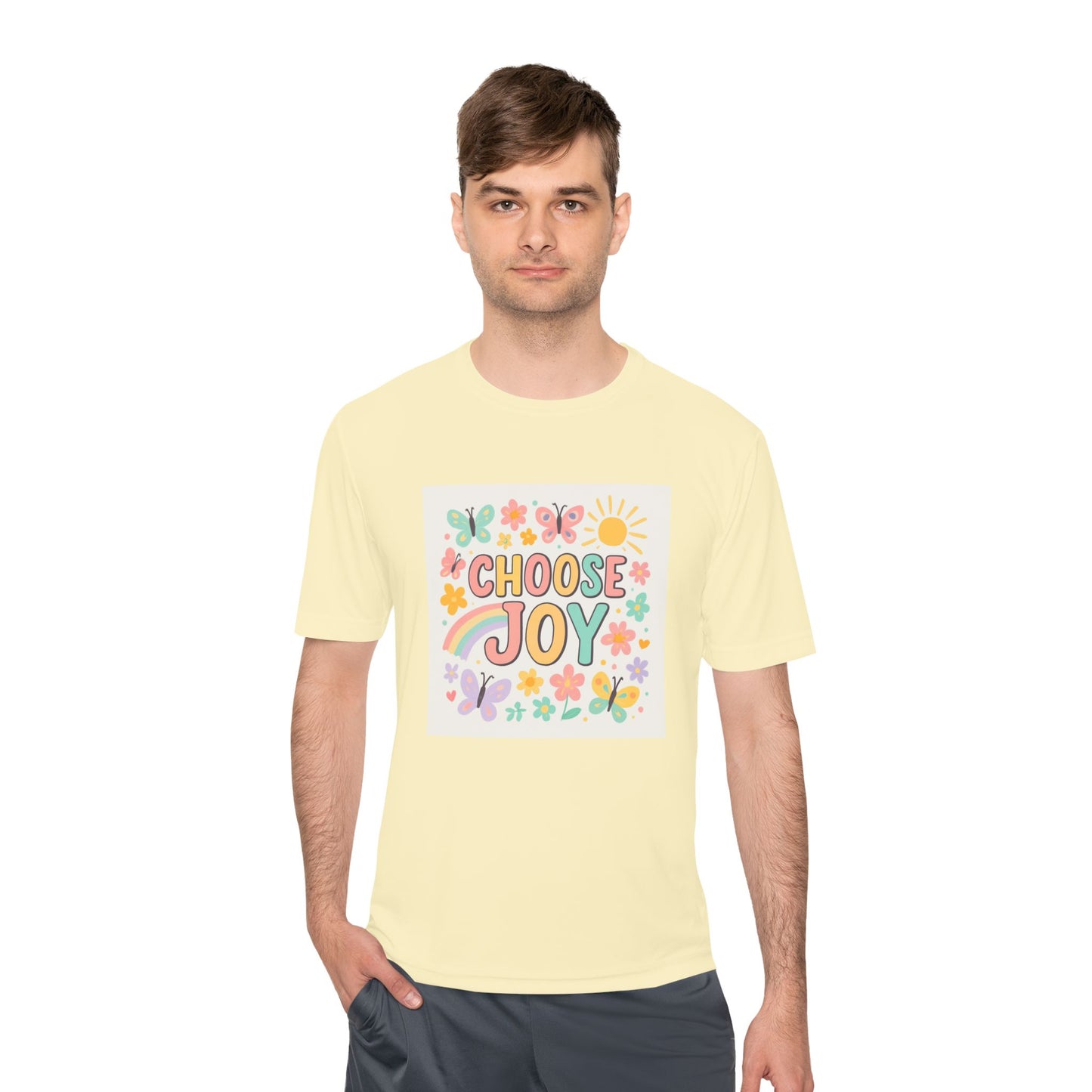 Unisex Joyful Positivity Wicking Tee - Choose Joy & Radiate Positivity Design